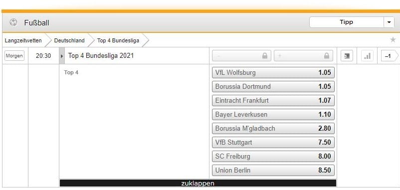 Bundesliga bet3000 Top 4 Langzeitwetten